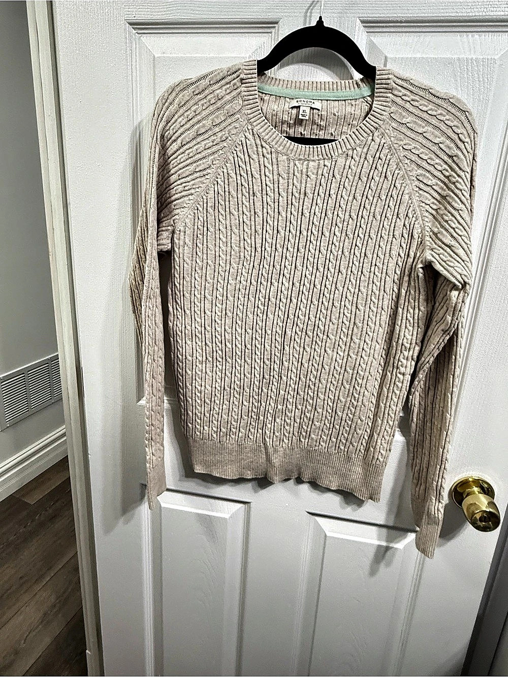 Sonoma life + style Cable Knit Pullover Sweater Crewneck Sweater Cream XL Like
